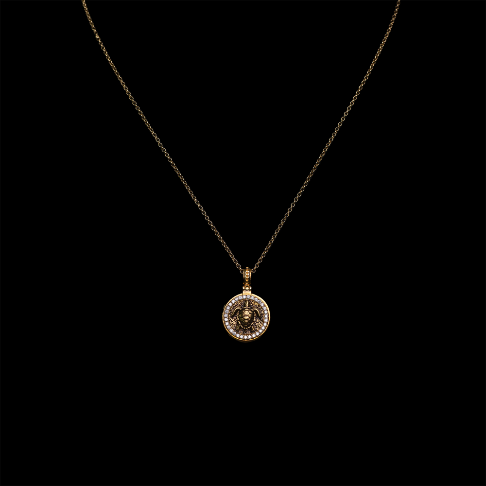 Collana LONAGO Con Pendente Tartaruga, Argento 925, Zirconi, Catena 45 Cm, Regalo Per Mamma